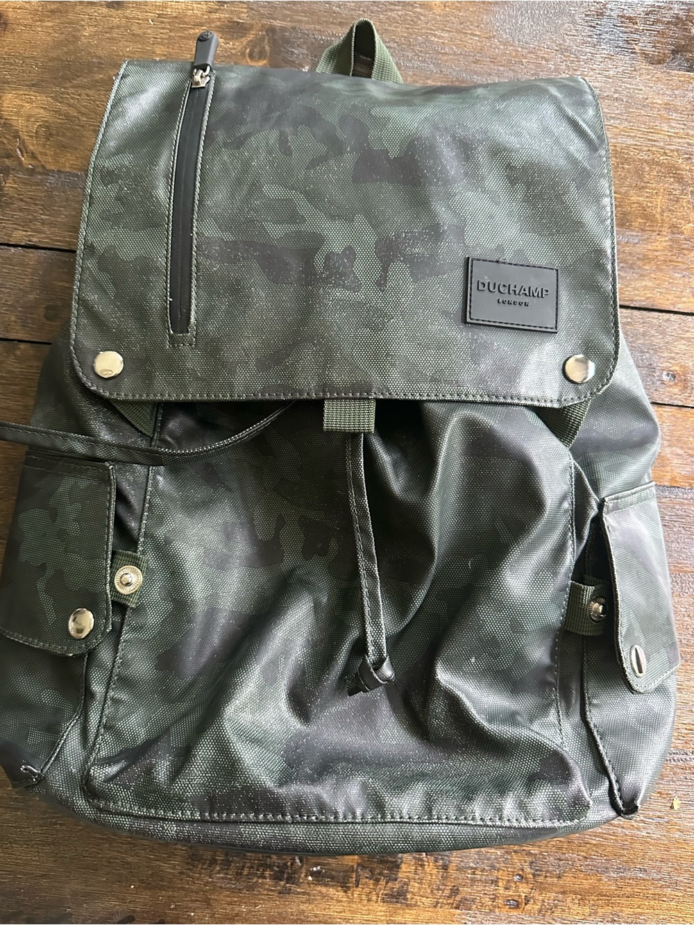 Duchamp Olive Green Camo Flap Backpack